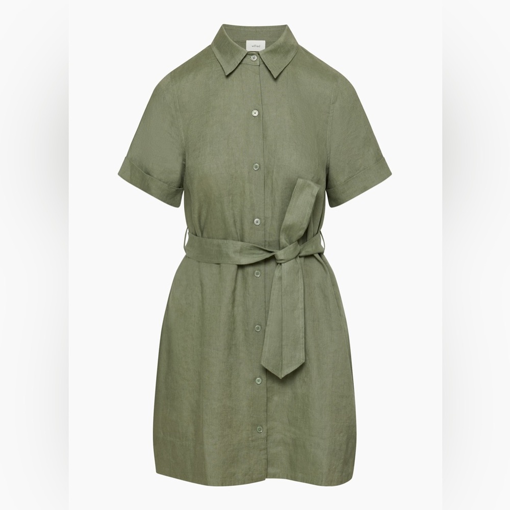 Wilfred Linen Shirt Dress in Bitter Sage